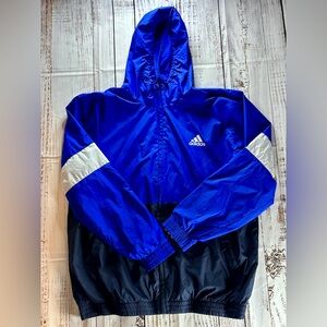 Adidas Men’s Windbreaker XL | Two-Tone Blue, Hooded, Excellent Condition